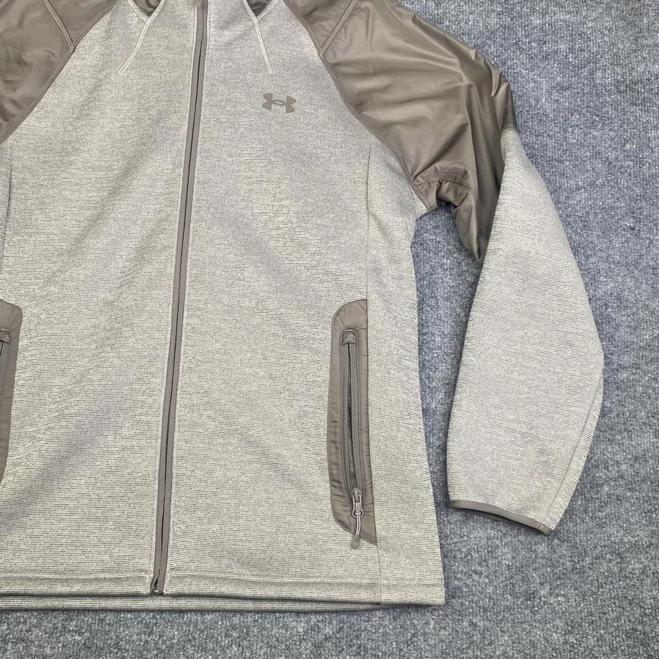 Chaqueta Under Armour Para Hombre Grande Gris Marrón Con Capucha Cremallera Completa Calce Suelto 1367475 Foto 3 de 4