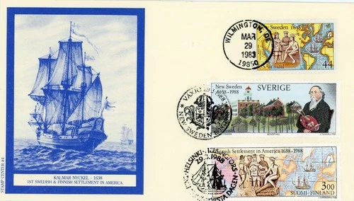 1988 Sc # C117 New Sweden Joint FDC with Sweden and Finland