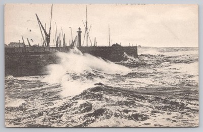 Rough Sea Margate Pier Leuchtturm Kent 1919 lokale Topographie Postkarte