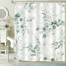 Spring Plant Shower Curtain Sage Green 72"W x 72"L Pack of 1 Eucalyptus