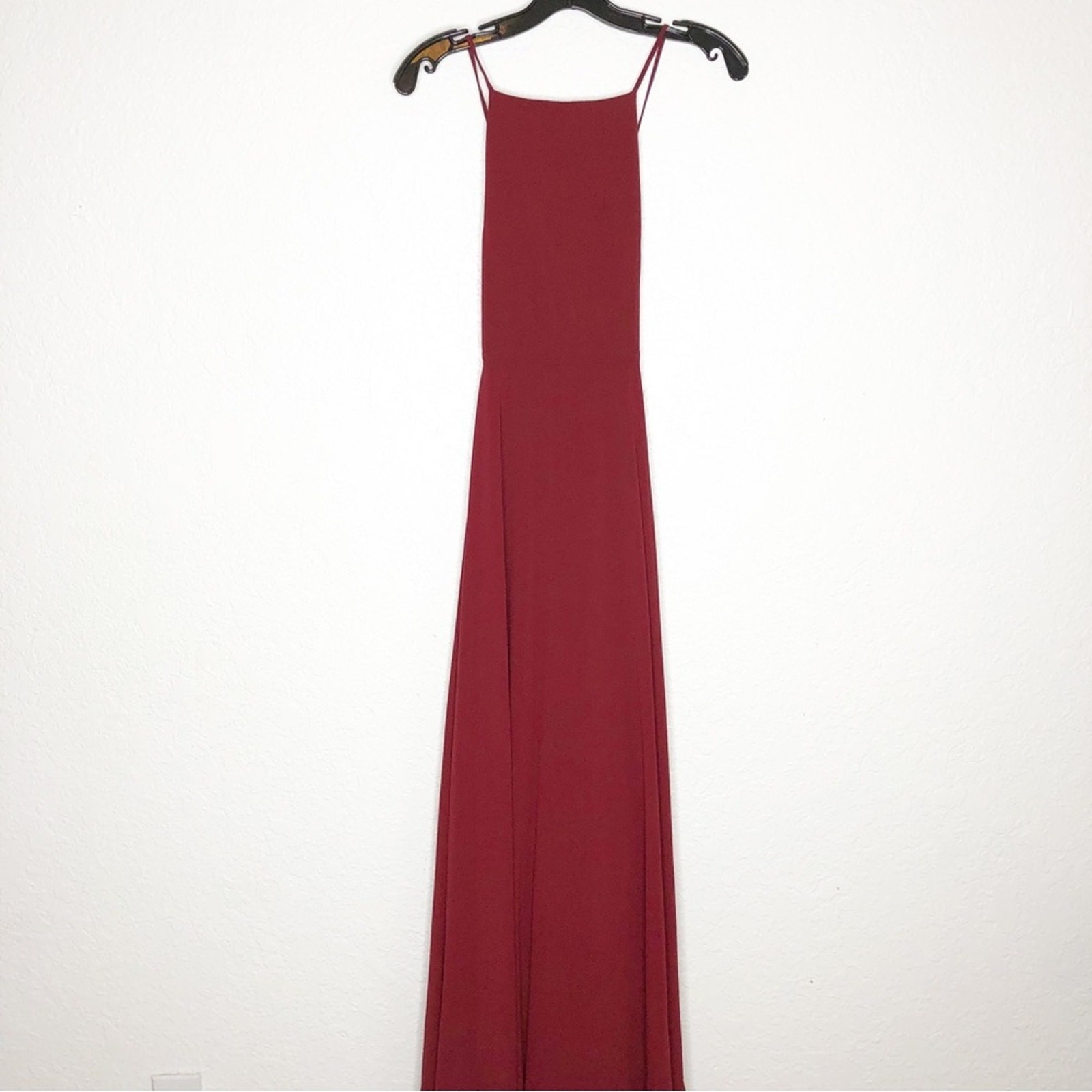 Lulus Mythical Kind of Love red wine crisscross back maxi formal dress Small