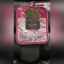 Sultan's Linens 2 Piece Pocket Pot Holder & Oven Mitt Set NWT