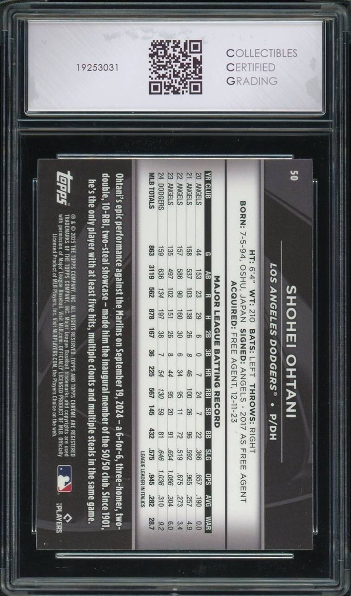 2025 Topps Chrome Black - Shohei Ohtani #50 for sale online