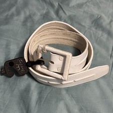 1970's TEX TAN White Leather Harness Cowhide Belt Sz 34 Rockabilly Retro Punk