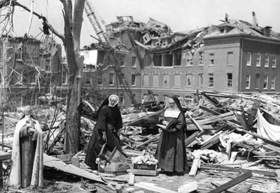 Sister Raymond Marie Sister Mary Pascal salvage bibles what w- Boston Old Photo