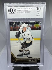 2005-06 Upper Deck Rookie Class #1 Sidney Crosby Rookie Card Graded BCCG 10 Mint. rookie card picture