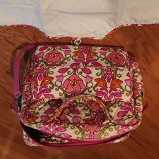 Vera Bradley Large Pink Floral Diaper Bag Adjustable Detachable Strap Zip