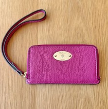 Mulberry Pink & Lawn Green Oval Gold Plaque Mini Wristlet Coin Purse Card Wallet