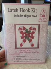 NEW LATCH HOOK KIDS/ADULT RUG KIT  Christmas Candycane