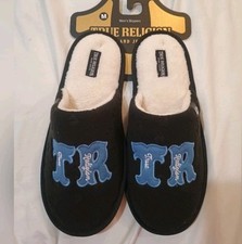 NEW True Religion House Slippers Slides Black/Blue Indoor Outdoor Men Sz M 9/10