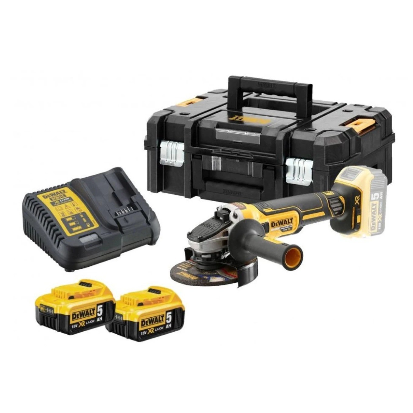 125mm Cordless Angle Grinder 18V, 2 x DCG405P2-QW