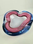 Vtg Murano Seguso Cranberry Blue Sommerso MCM Italian Glass Bowl Ashtray
