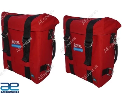 Paire De Sacs Panniers Rouges Pour Royal Enfield Classic 350 500 Reborn 350 AEs - Photo 1/4