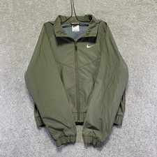 Nike Sample Jacket Size Youth Medium Green Bomber Windbreaker Zip Up Swoosh