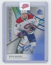 2019-20 Upper Deck SP Game Used Authentic Rookies Nick Suzuki Auto 