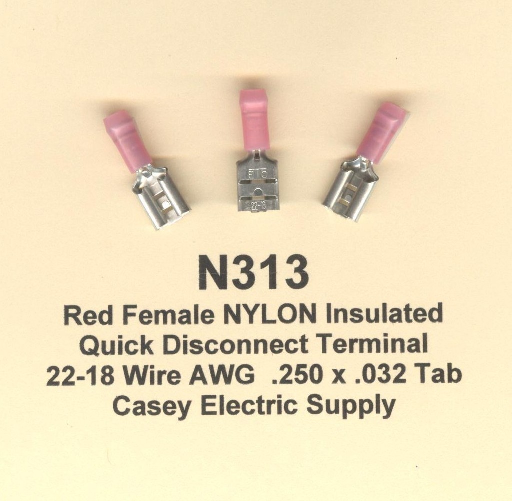 25 Red NYLON Female Quick Disconnect QD Terminal 22-18 Wire Gauge .250 ...