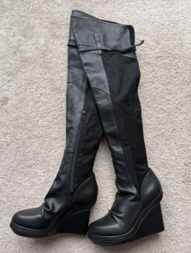 Stivali Free People Nicholas K Jedda sopra il ginocchio in pelle taglia 38/7,5 bikercore - Foto 2 di 12