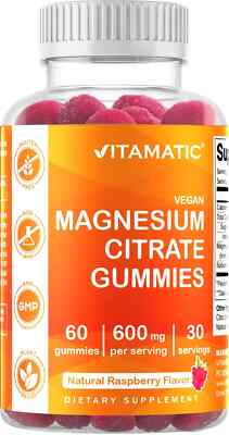 Vitamatic Magnesium Citrate 600 mg Raspberry Flavor 60 Gummies EXP 01/2027