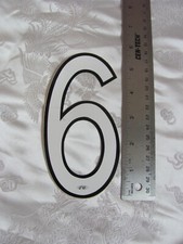 NOS BMX Racing Plate Vinyl Decal Sticker Number 6 SIX Vintage 6" White/Black
