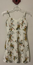 Old Navy Womens Medium Ivory Floral Short Linen-Blend Cami-Style Dress! A4678