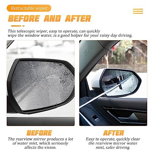 Car Side Mirror Telescoping Squeegee Extendable Rearview Mirror Wiper Tool - Picture 5 of 6