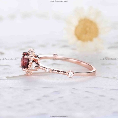 Anniversary Gift Statement Fine Birthday Ring 14k Gold Tsavorite Garnet Diamond - Picture 5 of 6