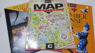 Scholastic Skills Books Lot Of 3 Map Number Sense Read and Think Level C  