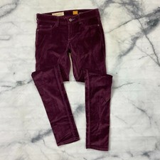 Pilcro  The Letterpress Serif Velvet Skinny Pants Jeans Size 25 Womens Maroon