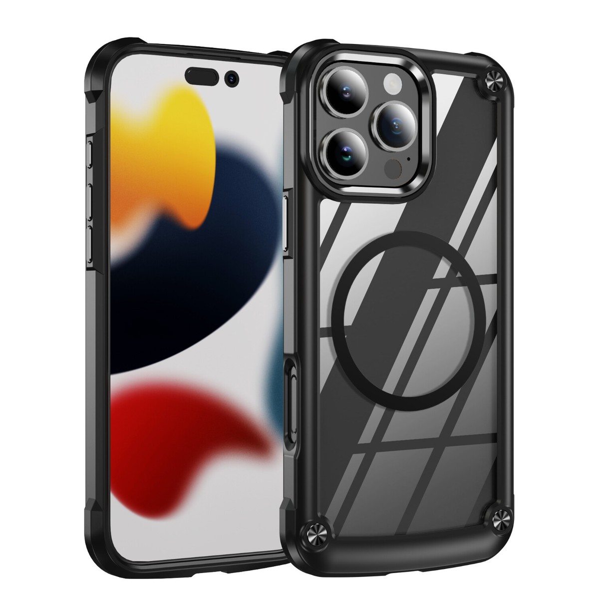 For iPhone 16 Pro Max 15 14 13 12 11 Rugged Bumper Clear Back Mag Safe Case