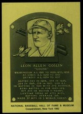 Goose Goslin Rare 1981-89 Hall of Fame Plaque Metallic Card Detroit Tigers