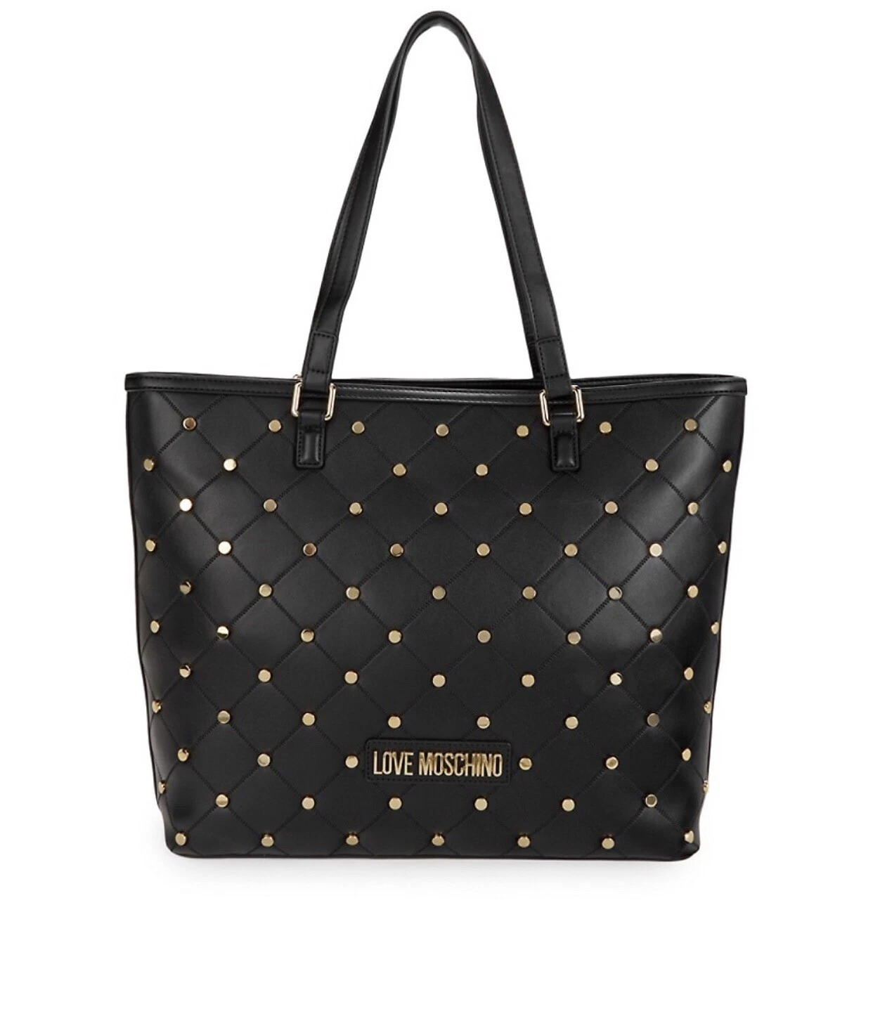 Love Moschino Borsa Nera a Spalla o Borsetta Borchia Oro Logo Borsa Pu Nero