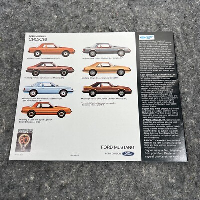 Vintage 1980 Ford Mustang Dealership Sales Brochure Original | eBay