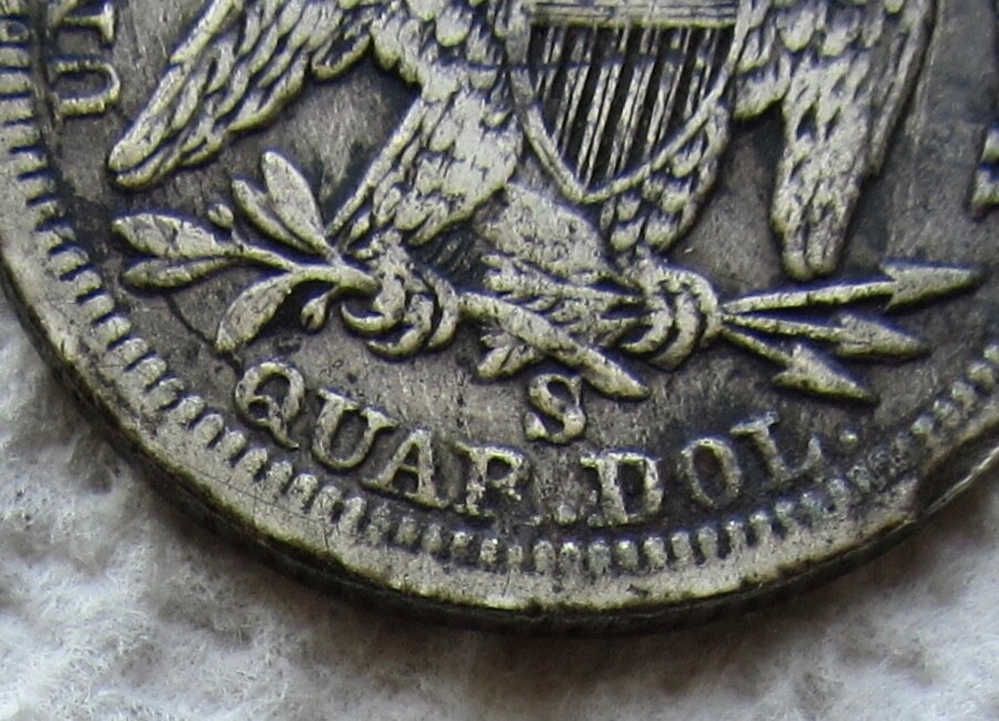 1861-S Seated Liberty Silver Quarter Rare Key Date Fine VF