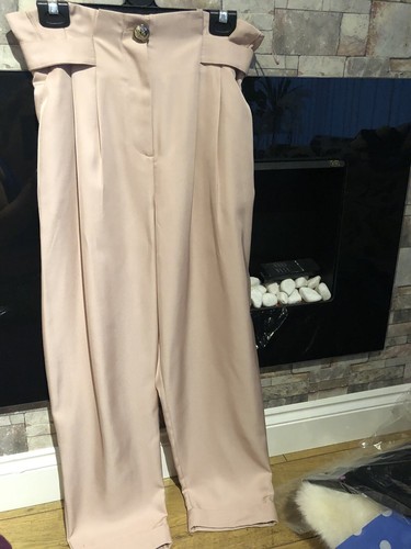 Top Shop High West Crop Trousers Pink 