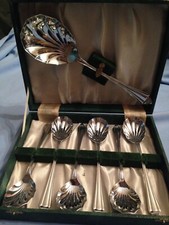 art deco antikes Obstl&ouml;ffel Set verchromt verpackt 30er Jahre
