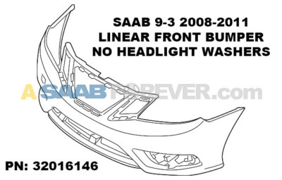 NEW GENUINE SAAB 9-3 2008-2011 LINEAR Front Bumper Cover OEM NO HL WASH 32016146