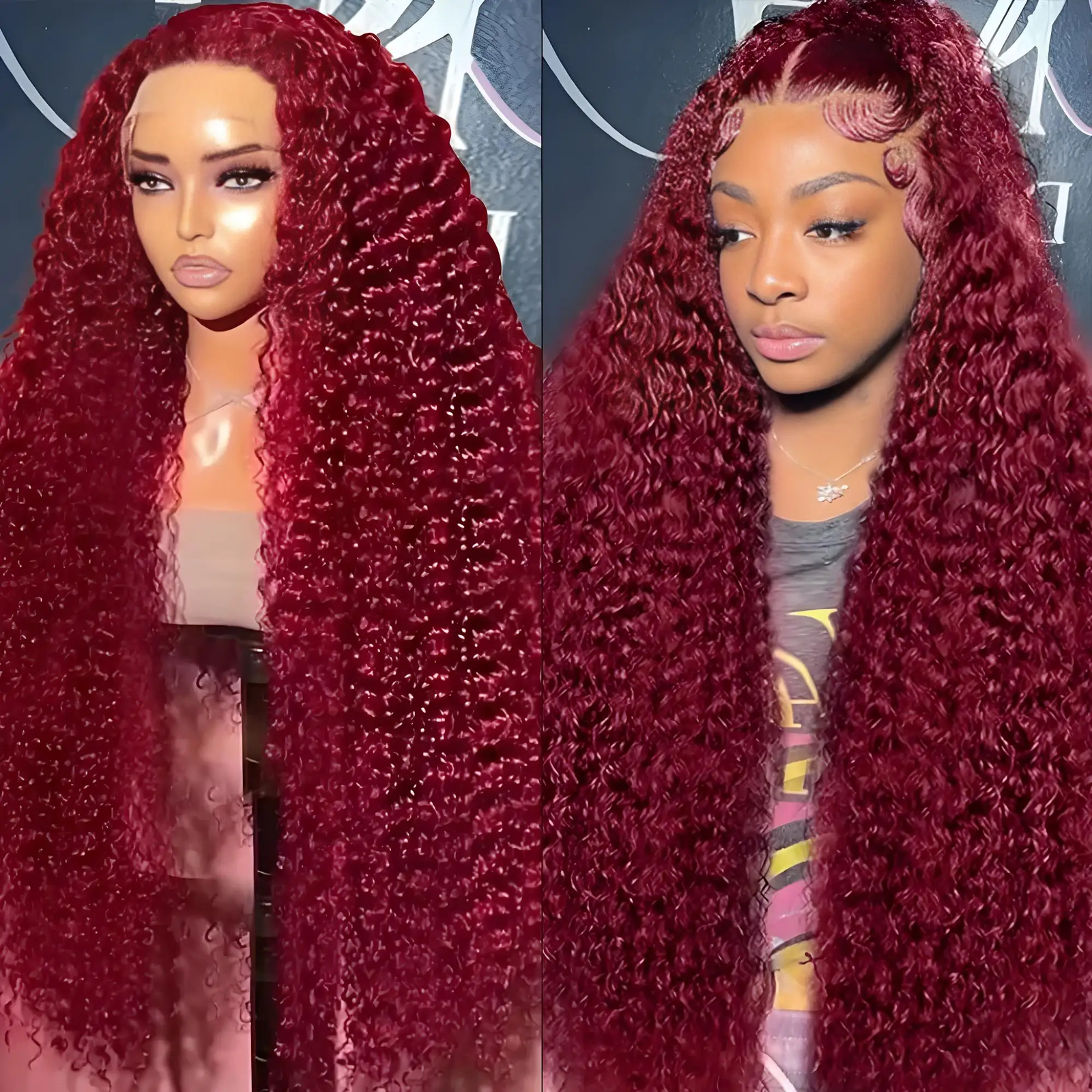 HD Transparent 13x4 13x6 Lace Frontal Wig 99J Burgundy Deep Wave Human Hair