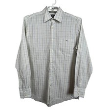 Lacoste France Men's size 40 Medium Button Up Plaid Long Sleeve Shirt