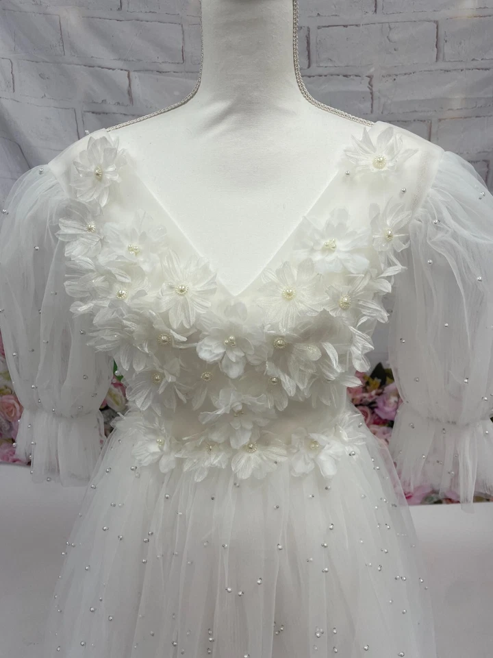 Vestido de novia para mujer corto de boda espalda abierta vestido copo de nieve Halloween novia Foto 3 de 4