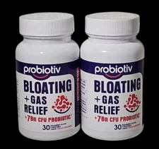 Lot Of 2 Probiotiv Bloating+Gas Relief - 30 ct ea - Strawberry - 04/2026