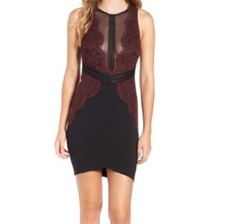 ASTR The Label Womens Dress Lace Bodycon Black Size Small NWOT