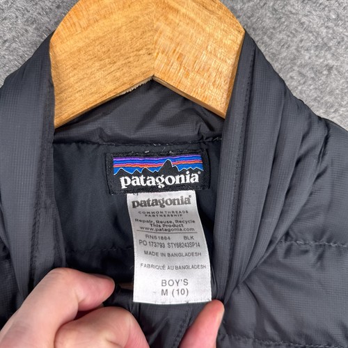Patagonia Jacket Boys M (10) Black Quilted Lightweight Goose Down Puffer - Picture 7 of 12