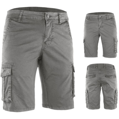 Bermuda Uomo Cargo Cotone Shorts Multitasche Corto Con Tasconi VEQUE - Foto 3 di 35