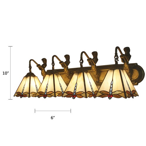 Baroque Wall Sconce Light Tiffany Stained Glass Bathroom Vanity Lighting Fixture - Picture 4 of 5