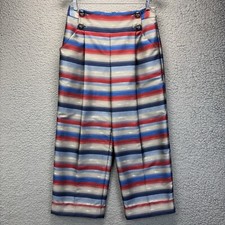 Armani Collezioni Striped Wide Leg Pants Sz 4 US 40 EUR Italy Cropped 30x25 EUC