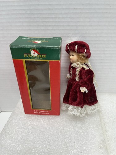 Muñeca de porcelana Kurt Sadler Santas World 5,5" adorno C1330 - Imagen 4 de 6