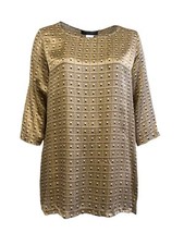 Marina Rinaldi Women's Camello Forte 3/4 Sleeve Silk Blouse NWT