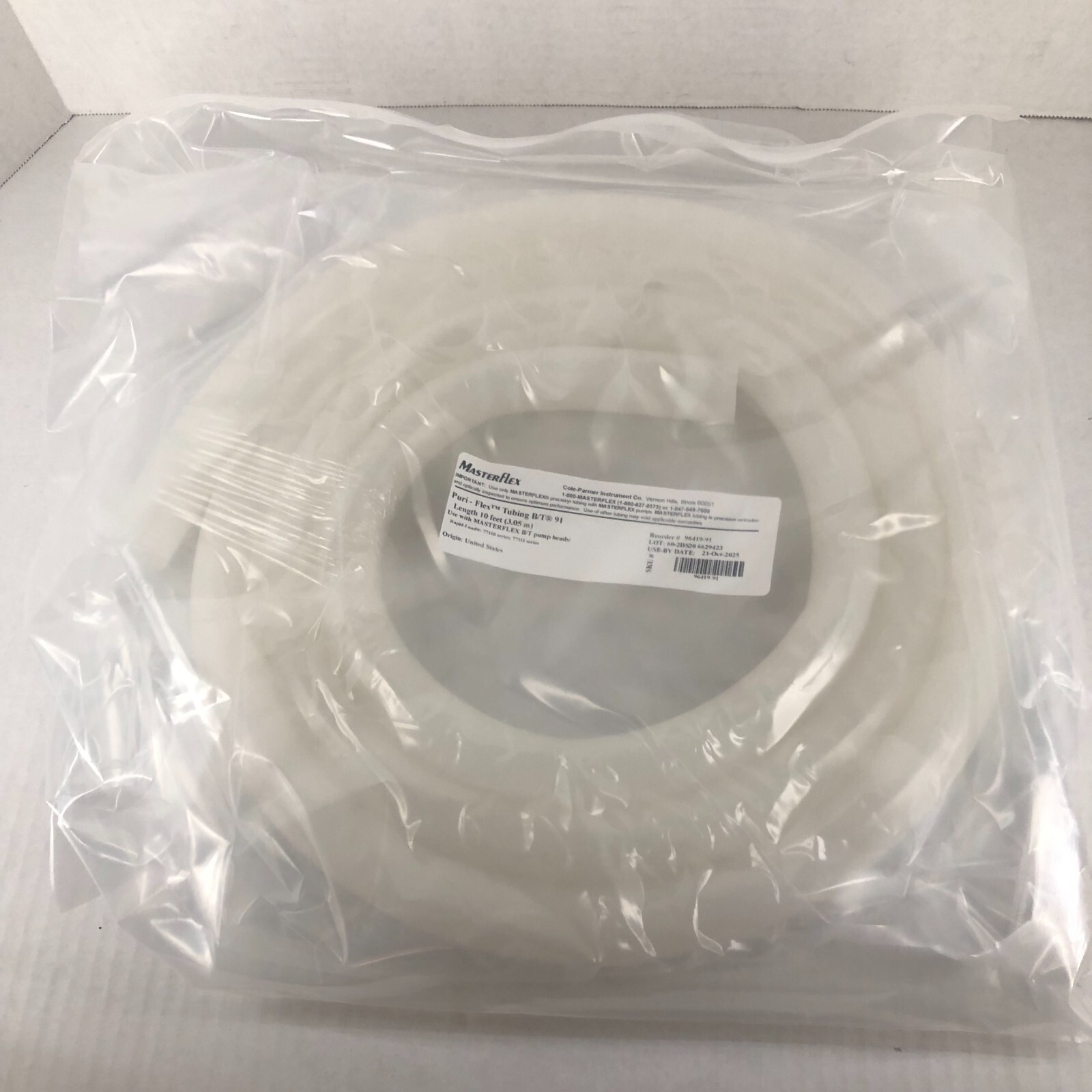 Masterflex B/T 91 PerfectPosition PuriFlex 10' Pump Tubing Exp 2025