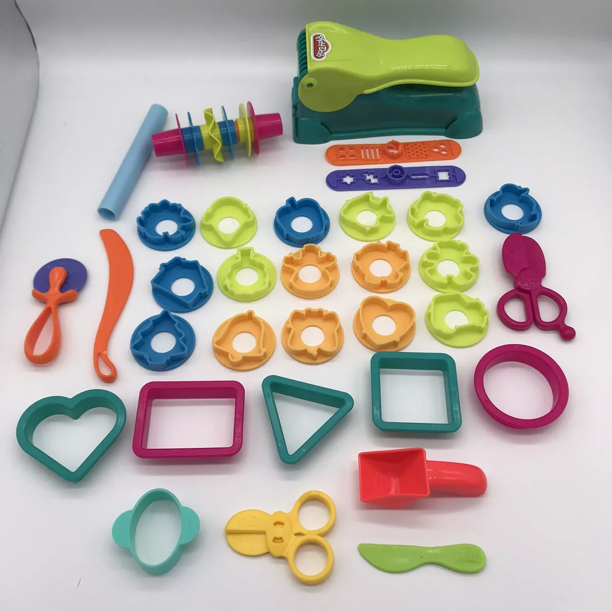 Play Doh Fun Factory Mega Set Press Forms Scissors Molds 39 Pieces Roller  Cutter