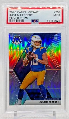 2020 Mosaic Justin Herbert Silver Prizm  #204 Rookie PSA 9 Chargers